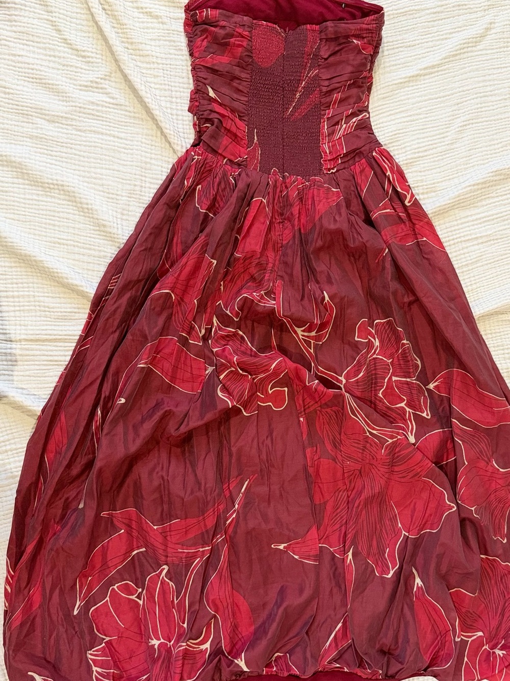Strapless Red Floral Maxi Dress - Picture 5 of 6